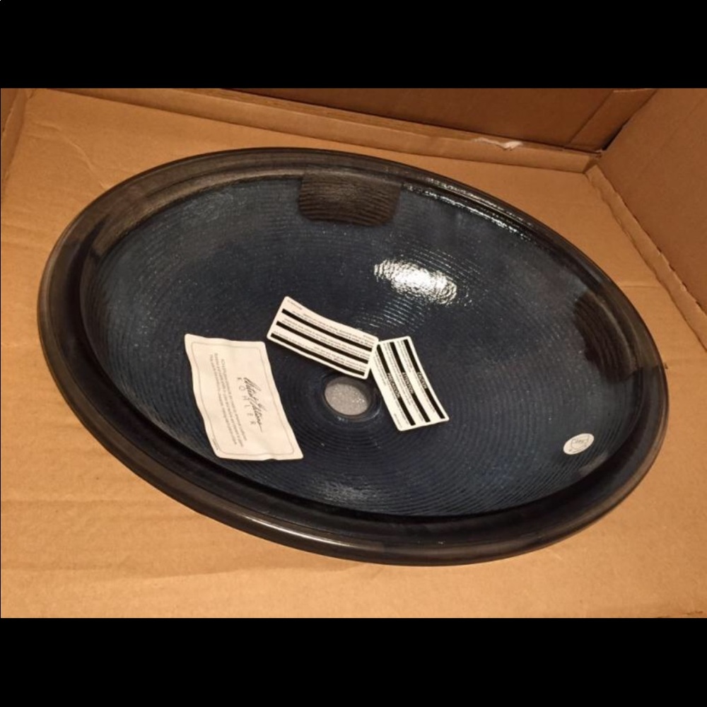 NIB Kohler Whist Glass Translucent sink in Dusk (blue) for bath or powder rooms